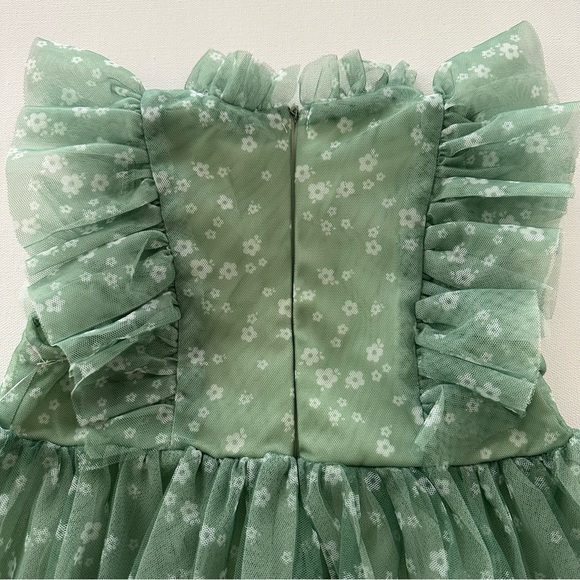 Maddie & Michelle Girls 5 Green Floral Ruffle Dress - Picture 2 of 8